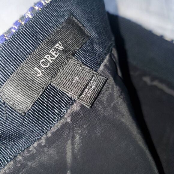 J.Crew Silk Cotton Blend Blue Metallic Tweed Skirt 10 - Picture 4 of 9